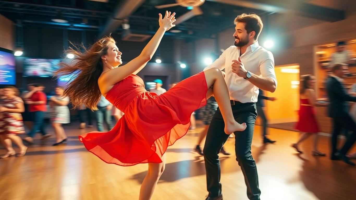 Beginner swing dance lesson in Ottawa with instructor teaching basic steps.