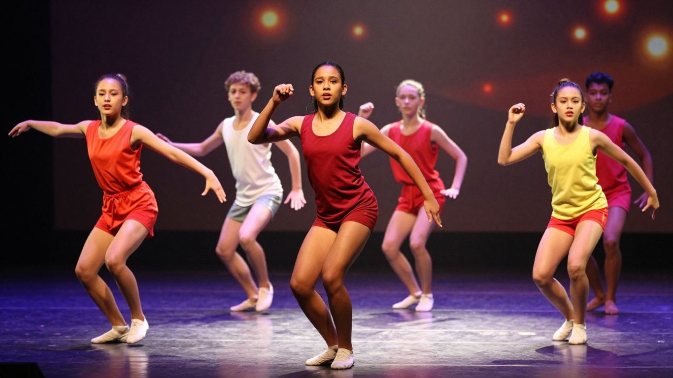 Group of young dancers practicing and exploring dance opportunities in studio